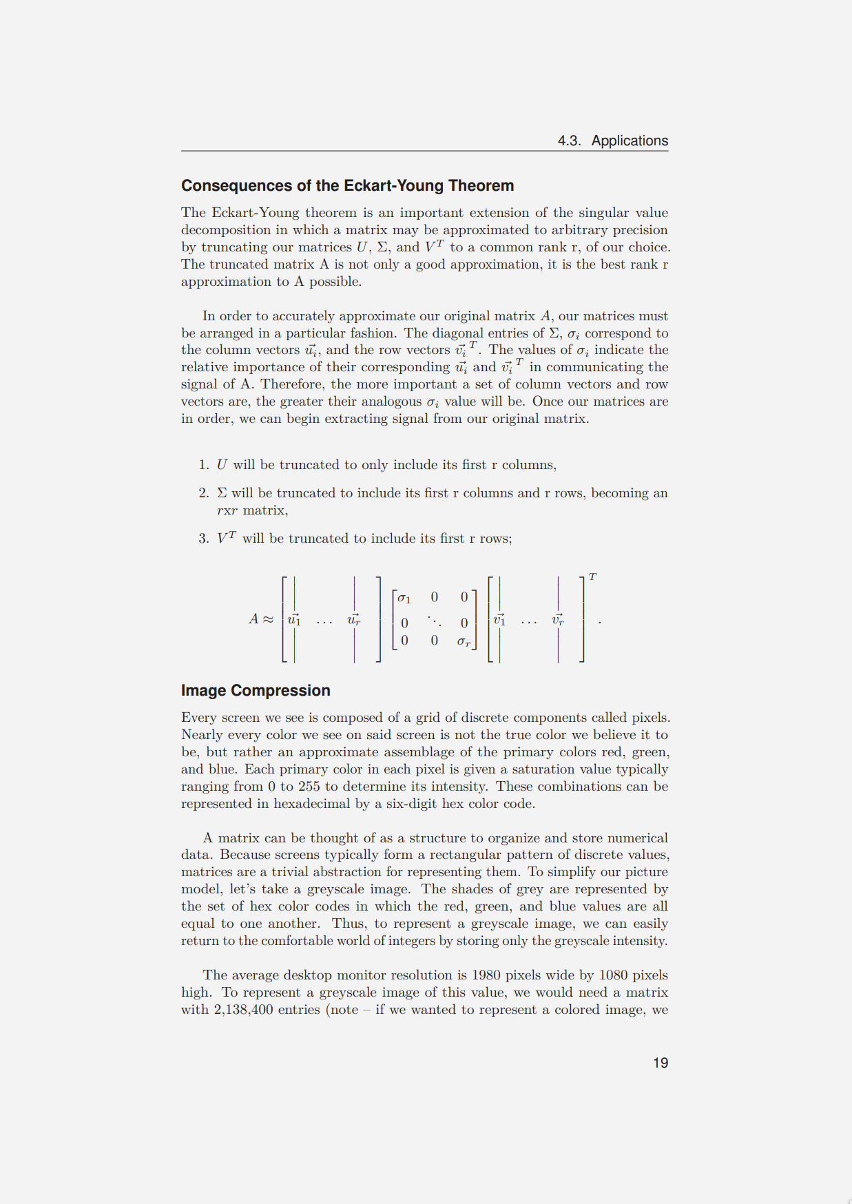 Image compression via SVD