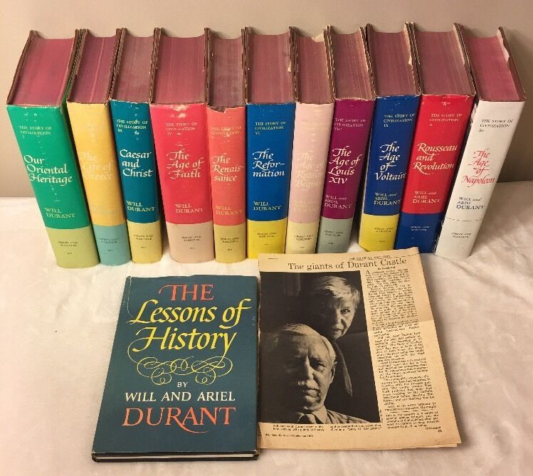 A picture of the 11 volume Story of Civilization series